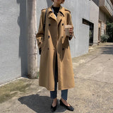 2020 Winter Korean Fashion High End Double Sided Lacing Belt Cashmere Long Jacket Loose Plus Size Wool Coat Women