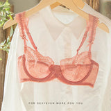 Lace Sexy Lingerie Set Large-Size Transparent Bra Large Bra Small Side Non-Slip Lady Bra