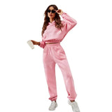 2025 New Solid Color Fashion Casual Sportsband Cap Long Sleeve Trousers Two-Piece