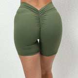 Toloer V Wrinkle Tight Hip Yoga Shorts New No Embarrassment Line Peach Hip Fitness Shorts-Outfit
