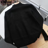 Korean Style Loose Sweater Women Pullover Casual Half Turtleneck Long Sleeve Knit Sweater Female Jumpers solid basic
