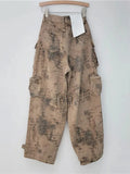Women Jeans High Waist Camouflage Tie-dye Multiple Pockets Cargo Loose Wide Leg Denim Pants 2024 Summer New Fashion 29L3698-Outfit