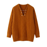 Twist Temperamental Sweater Blouse 2024 Autumn And Winter New Soft Wind Loose Sleeve Knitting Outside Women's Wear-Outfit