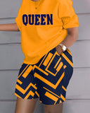 Independent Station Spring And Summer Fashion Positioning Printing Short-Sleeved 2-Piece Set Of Women-Outfit