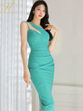 Han Queen Women Sexy Elegant Chic Pencil Summer Dress Korean Sheath Vestidos Evening Party Midi Dresses 2024 Female Clothing-Outfit