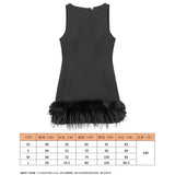 Women's Clothing Spring 2025 New Glit Decorative Feathers Spliced Long-Sleeved Mini