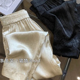 Acid Texture High Waist Wide Leg Casual Trousers Summer Loose Vertical Tube Ice Silk Thin Sunscreen Long Trousers-Outfit