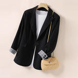 Toloer Autumn New Long Sleeve Large Size Black Small Suit Foreign Style Slim Suit Small Coat Female Tooling-Outfit