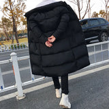 Winter Long Cotton Coat Men Handsome Long Style Over The Knee Thick Cotton-Padded Clothing Korean Version Students Trend Big Cotton-Padded Jacket-Outfit