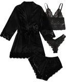 2021 New Ladies Pajamas Four-Piece Sexy Sling Skirt Set Home Lace Pajamas