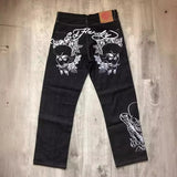 Year's Hot Gothic Y2K Men's Jeans Hip-Hop Loose Punk Style Harajuku Jeans-Outfit