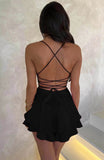 Summer New Sexy Slimming Bare Back Solid Color Sling Dress