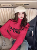 Desire Sweet Hot Girl Sexy Short Style Top Girl Autumn And Winter Design Sense Niche High Neck Sweater Sweater Jacket Jacket-Outfit