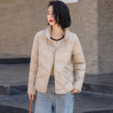 Light Short Down Jacket Female Winter Burst Xiangyun Fashion Short Small White Duck Down Warm Coat-Outfit