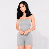 Club Fitness Romper Sexy One Piece Sleeveless Tube Backless Bodycon Jumpsuits Playsuits Shorts Tracksuits Clothes