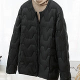Autumn Winter New Round Collar Light White Duck Velvet Female Short Money Inside Outside Wear Warm Light Down Jacket Coat Tide-Outfit