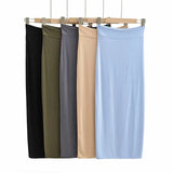 New Summer Navel Exposed Short Style Flat Belt Vest High Waist Elastic Tight Bag Hip Skirt Suit-Outfit