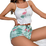 New Multi-Color Printed Milk Silk Casual Home Clothes Shorts With Two-Piece