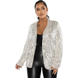 Toloer New Women's Casual Sequin Suit Jacket-Outfit