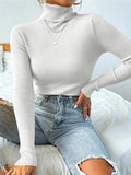 Turtleneck Ribbed Knit Sweater-Outfit