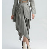 Pleated Irregular Hem Skirt For Women High Waist Casual Individuality Skirts Female Fashion New Clothing