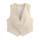 Summer New Women's Street Fashion Leisure Vest 15 Color V Collar