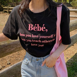 Toloer Korean Chic Summer New Embroidery Stereo Letter Casual Simple Age Reduction Round Collar Short Sleeve Versatile T-Shirt-Outfit