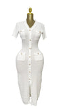 Temperament V-Neck Slim Short-Sleeved Tuxedo Niche Knitted Dress
