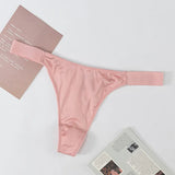 Sexy Ice Silk Scarless Thong Trousers Women Low-Rise Naked Motion Yoga Invisible Lady
