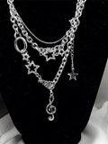 Rhinestone Decor Charm Necklace-Outfit