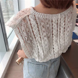Hollow Knitted Vest Top Summer New Sleeveless Loose Retro Lotus Lace Vest Women