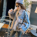 2022 Winter Loose Denim Jacket Women Oversized Fur Collar Plus Velvet Padded Jackets Vintage Cotton Thick Warm Jean