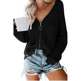 Toloer New Ladies Cardigan Hoodie Hoodie Zipper Broken Hole Irregular Loose Sweater Women's