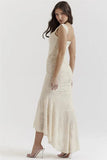 Lace Textured Strap Wrap Midi Dress-Outfit