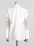 Toloer Spring New Fashion Temperament V Collar Hollow Out Perspective Lace Splicing Design Sense Long Sleeve Suit Jacket Female-Outfit