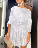 New Festival Party Fashion Sleek Beads Solid Color Waist Dress Dress