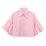 Short Top 2025 Spring Five-Sleeve Retro Temperament Bubble Sleeve Loose