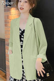 Women Solid Thin All-match Casual Preppy Style Long Sleeve Temperament Fashion Simple Solid Work Chic Vintage Blazers