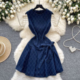 Dress Woman 2025 Summer Design Small Bow Tie Belt Waist-Free Vest