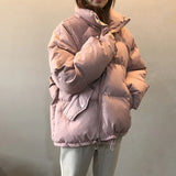 Ladies Fashionable Winter Oversized Stand Collar Down Jacket Women 2021 New Warm Thick Loose Chic Parka Bread Padded