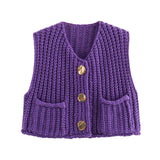 2024 Autumn And Winter New Women's Street Fashion 11 Color Thick Needle Vest W063 6001-Outfit