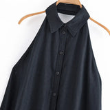 Homemade New Women's Classic Linen Hanging Neckless Dress