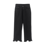 Toloer Size Women's Pear Wear With White Jeans Female Autumn Loose Wide Legs Show Thin Straight Down Pants-Outfit