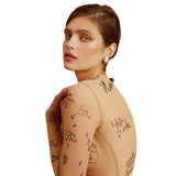 Toloer Summer New Women's Round Collar Long Sleeve Fashion Mesh Perspective Sexy Slim Jumpsuit Woman-Outfit