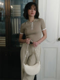 Short-Sleeved Collar Top 2025 Summer New Thread Tightness Temperament Knitted
