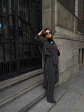 Eastern Women's OL Elegant Wind Button Striped Broad Leg Trousers Set Commuting 2025