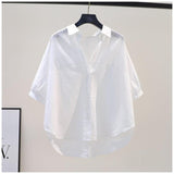 Shirt Women's Short Sleeves 2025 Summer New Korean Version Of The Collar Loose Thin Lazy Style Design Blouse
