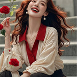 Toloer French Chiffon Shirts Spring 2025 New Chic Long Sleeve Clip