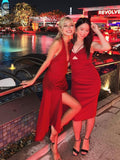 Women's Elegant Solid Maxi Dress Sexy Halter Spaghetti Lady Long Dresses Girls Backless Female Party Robe Streetwear New-Outfit