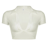 Sexy Thin Spring Perspective Open Fork Design T-Shirt Hottie Short External Mesh Sunscreen
